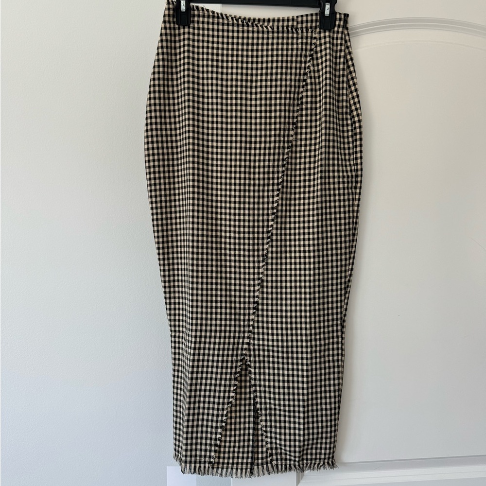 BLANK Checkered Faux Wrap Skirt